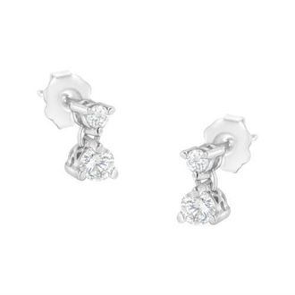 House of Brilliance 14KT White Gold 1/2 Ct Double Diamond Dangle Stud Earrings at Nordstrom