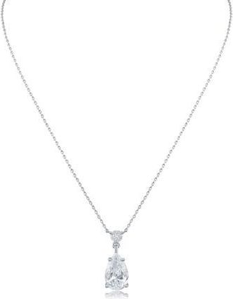 Kenneth Jay Lane Round Pear Cut Pendant Necklace in Clear Silver at Nordstrom Rack