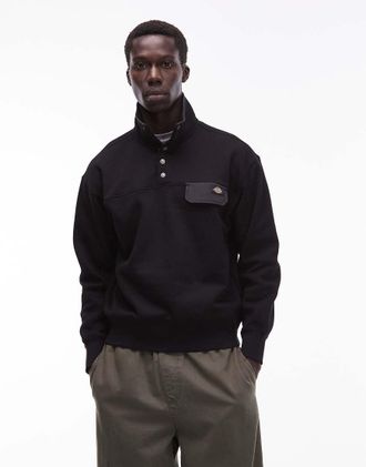 Dickies APAC - Maglione nero con abbottonatura parziale