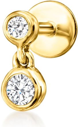 RS Pure by Ross-Simons Diamond 2-Stone Single Flat-Back Stud Earring in 14kt Yellow Gold