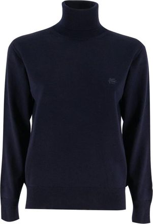 Etro Truien & Vesten, Dames, Blauw, M, Wol, Zachte Wol Turtleneck Sweater