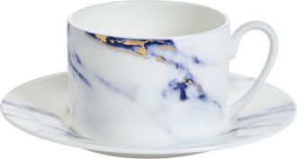 Prouna Marble Azure Tea Cup & Saucer in White at Nordstrom