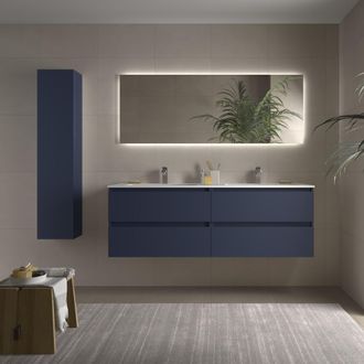 Cygnus Bath Salgar - Mueble Ba&ntilde;o Bequia 160cm Y Lavabo Mineralsolid Azul 160x45x56
