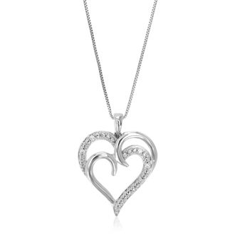 Vir Jewels 1/20 cttw Lab Grown Diamond Heart Pendant Necklace in Sterling Silver with Chain For Women