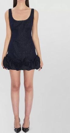 Self Portrait denim scoop neck mini dress