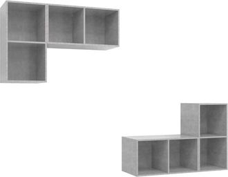 vidaXL Vidaxl - Muebles De Sal&oacute;n De Pared 4 Pzs Madera Ingenier&iacute;a Gris Hormig&oacute;n