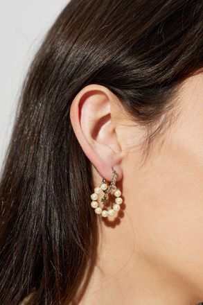 Tory Burch Earrings With Glass Pearls, Womens, Gold