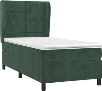 vidaXL Vidaxl - Cama Box Spring Con Colch&oacute;n Terciopelo Verde Oscuro 90x190 Cm