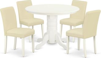 East West Furniture Dining Room Set Linen White, SHAB5-LWH-64