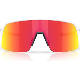 Oakley Prizm Everyday 34mm Rectangular Sunglasses in Matte White Prizm Ruby at Nordstrom