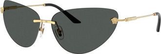 Versace Sunglasses Cat Eye Rimless, Gold Frame And Dark Grey Lens Ve22811002/87