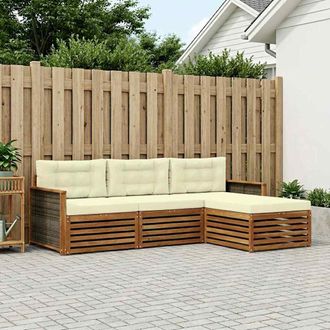 vidaXL Vidaxl Set Di Divani Da Esterno Naturale E Crema 249,5 X 162,5 X