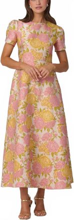Shoshanna Vivianne Midi Dress In Amber Blush