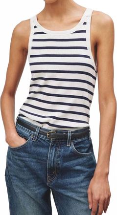 Nili Lotan Jennifer Rib Tank In Ivory/navy