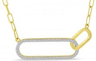 Allurez Diamond Double Paperclip Pendant Necklace 14k Yellow Gold (0.15ct)