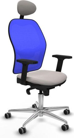 Piqueras y Crespo Jorquera Sincro Malla Azul Similpiel Blanco Brazos 2d Base Aluminio Cabecero Fijo Ruedas 65mm Engomada