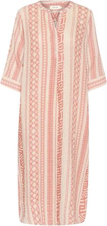 Cream Linnen Caftan Jurk in Meerdere Kleuren - Dames - Casual kleedjes - Roze - S/M - Linnen - Kleedjes