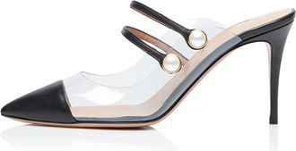 Generic Black,8.5 UK,Womens Stiletto Heels Closed Pointed Toe Pumps with Double Straps Slingback Wedding Party Prom Sandals Dress Shoes