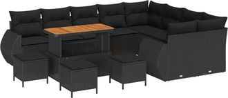 vidaXL Vidaxl - Garden Sofa Set Height-Adjustable 13 pcs Black Poly Rattan