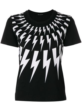 Neil Barrett T-shirt con fulmini stampati - Nero