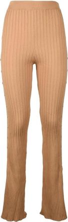 Elisabetta Franchi Elegante Viscose Polyester Broek - Dames - Wijde Broeken - Bruin - S - Polyester - Broeken