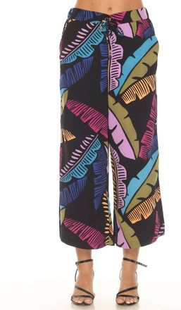Joseph Ribkoff Tropical Print Culotte Pant In Black/multi