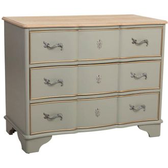 Wanderlust Deco Comoda De Madera Lacada Verde Envejecido, 3 Cajones 100x50x80