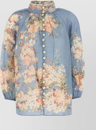 Zimmermann floral print sheer ramie blouse