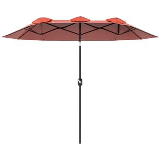 OUTSUNNY Sombrilla doble 295x152x222 cm rojo vino