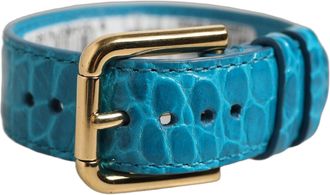 Dolce & Gabbana Croc-Embossed Calf Leather Belt - Blue