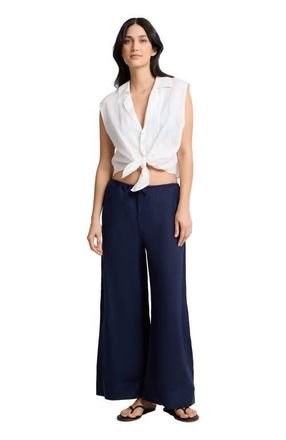 Onia Tie Front Shirt in White at Nordstrom, Size Large
