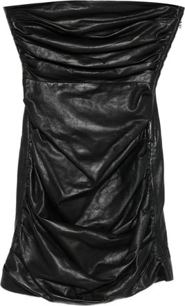 Amiri Leren mini-jurk met ruches - Zwart