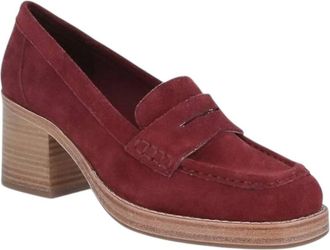 Chocolat Blu Womens Irene Penny Loafer Heels In Bordo Suede