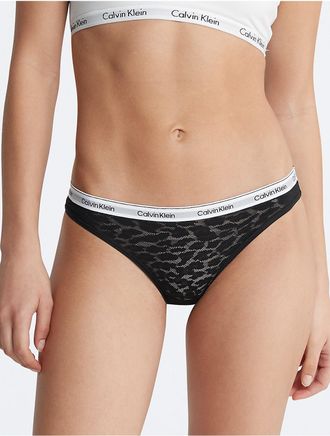 Calvin Klein Womens Modern Logo Lace Bikini - Black - XS