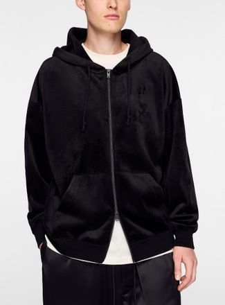 Yohji Yamamoto Mens Velvet zip-up hooded sweatshirt