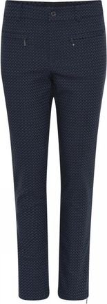C.Ro Blauwe Jacquard Ritsbroek - Dames - Slim Fit Broeken - Blauw - 2XL - Katoen - Broeken