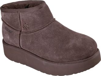 Skechers Keep Cozy Leather Womens Chocolate Winter Ankle Boots - UK 4