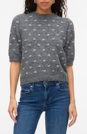 Vero Moda Novah Dotty Crewneck Sweater in Dark Grey Melange De at Nordstrom Rack, Size X-Small