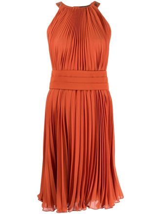 Max Mara pliss&eacute; sleeveless dress - Orange