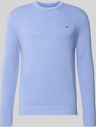 Tommy Jeans Regular Fit Strickpullover aus reiner Baumwolle in Hellblau, Größe XXL