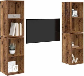 Berkfield Home Wall TV Cabinet 4 pcs Old wood 37 x 37 x 72 cm Engineered wood in Brown