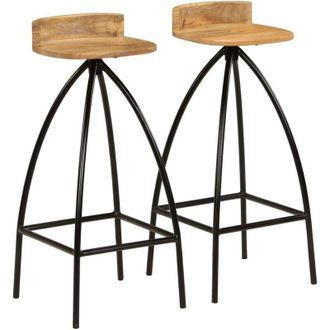 vidaXL Sgabelli da Bar 2 pz in Legno Massello di Mango vidaXL