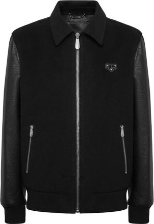 Philipp Plein Jassen, Heren, Zwart, XL, Leer, Composed Coster Zip Jacket