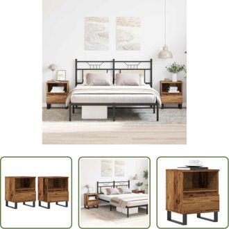 vidaXL Comodino antico - Comodini 2pz Legno Antico 40x35x50 cm in Legno Multistrato