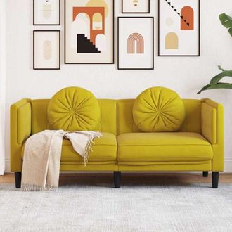 VidaXL Divano A 2 Posti In Tessuto Giallo – Stile Scandinavo, Struttura In Legno, 113x67x73,5 Cm, Per Soggiorno