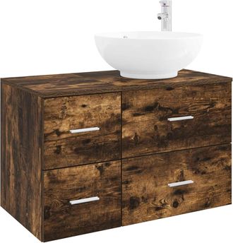 vidaXL Juego De Muebles De Ba&ntilde;o 2 Uds. Roble Ahumado Vidaxl