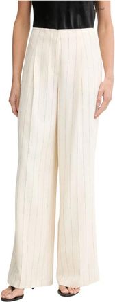 Marc Aurel Wijde broek - Dames - Wijde Broeken - Beige - XS - Linnen - Broeken