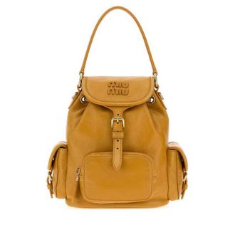 Miu Miu Mustard Leather Backpack Whisky Zaini