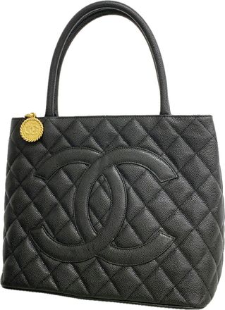 Chanel Black Grained Calfskin Tote Bag (Pre-Owned)