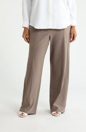Eileen Fisher High Waist Wide Leg Seamed Pants in Cobblestone at Nordstrom, Size 1X